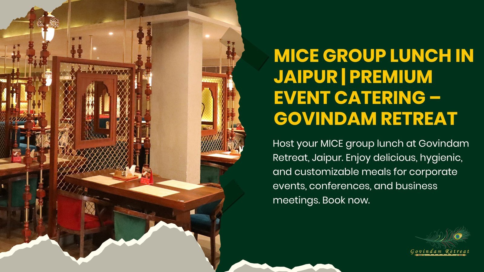 Corporate group dining experience at Govindam Retreat featuring authentic Rajasthani cuisine for business events in Jaipur