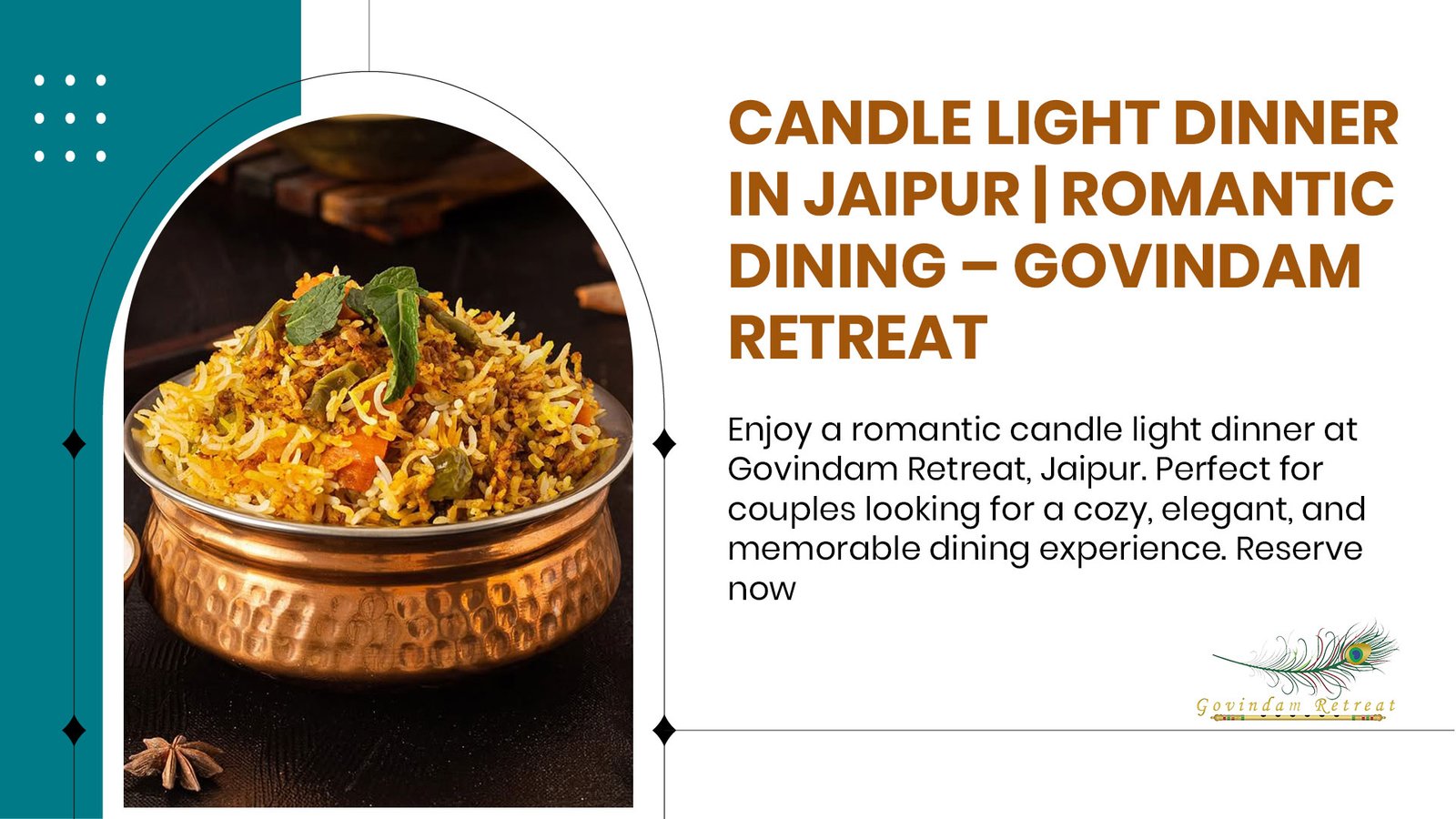 Elegant candle light dinner table for couples with rose petals and ambient lighting at Govindam Retreat