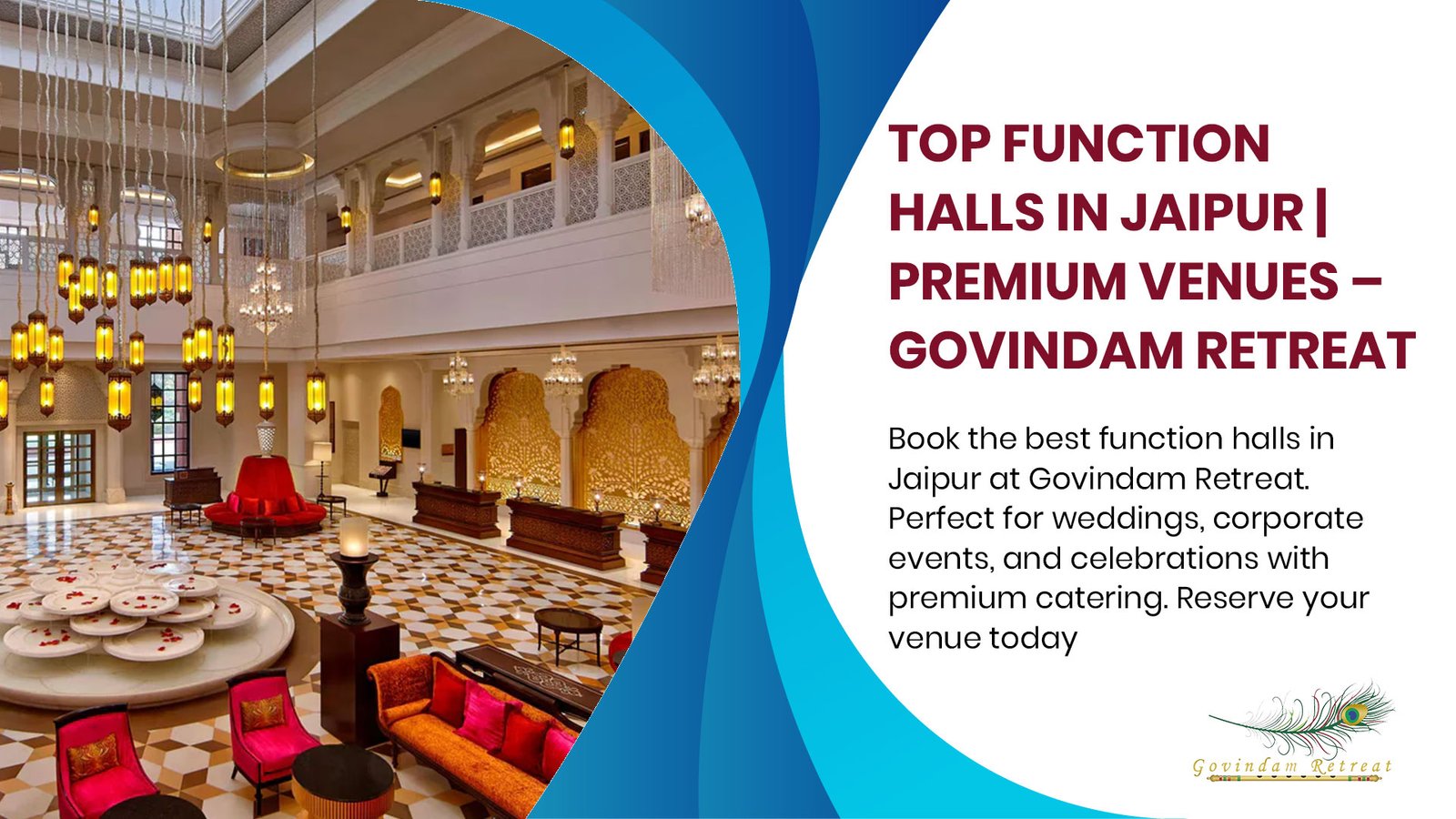 Elegant function hall in Jaipur with premium décor and spacious setup for weddings and events
