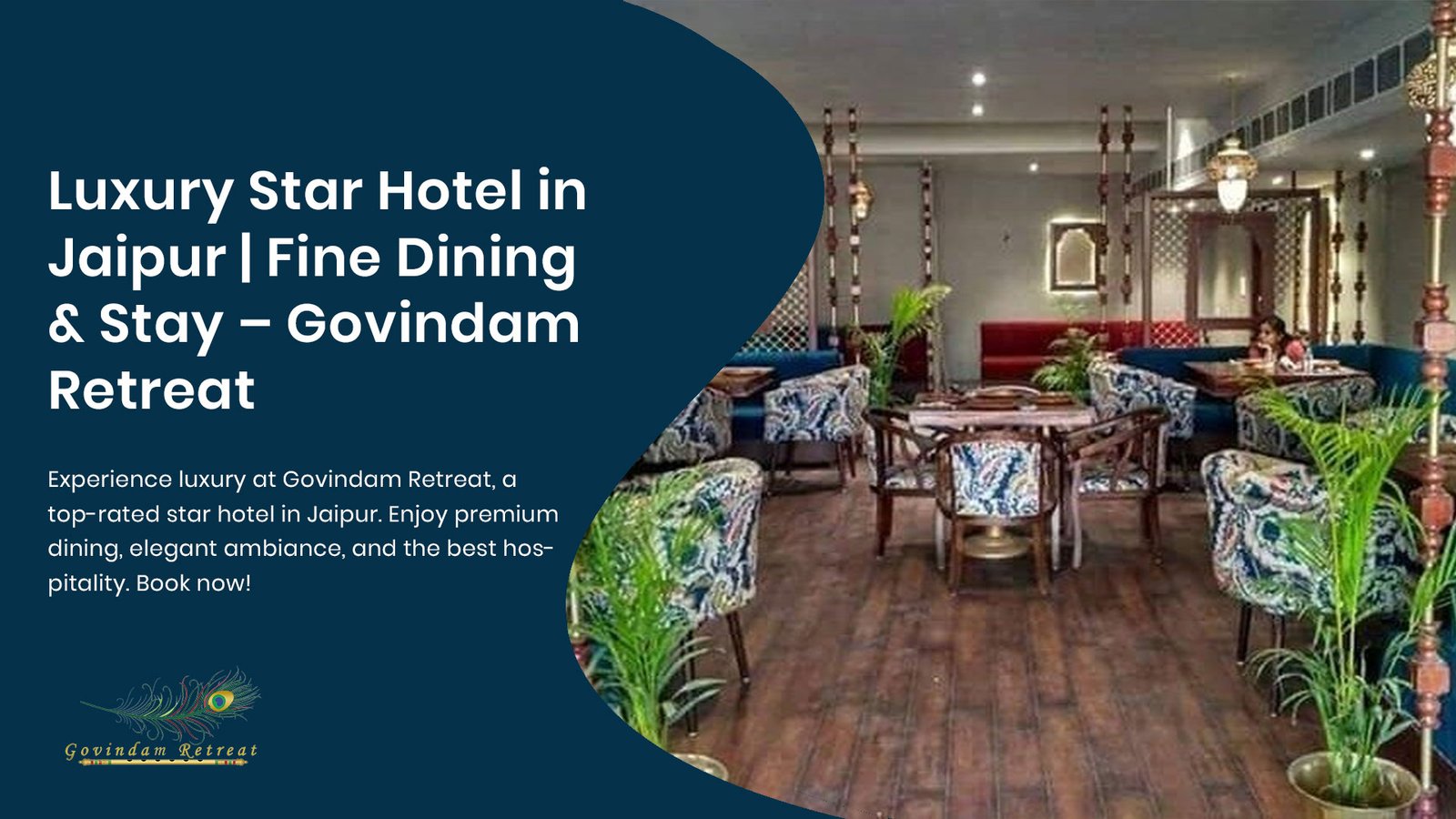 Elegant facade and entrance of Govindam Retreat, a premium star hotel in Jaipur's city center