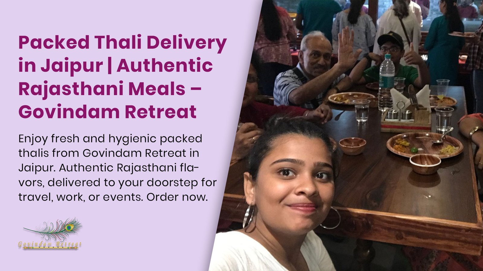 Fresh packed Rajasthani thali with dal-baati-churma and authentic dishes in hygienic containers for delivery