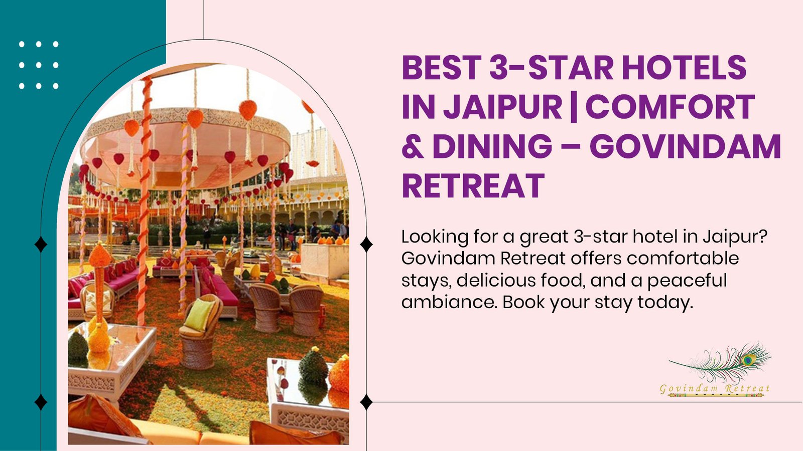Well-appointed 3-star hotel room with modern amenities and traditional touches at Govindam Retreat Jaipur