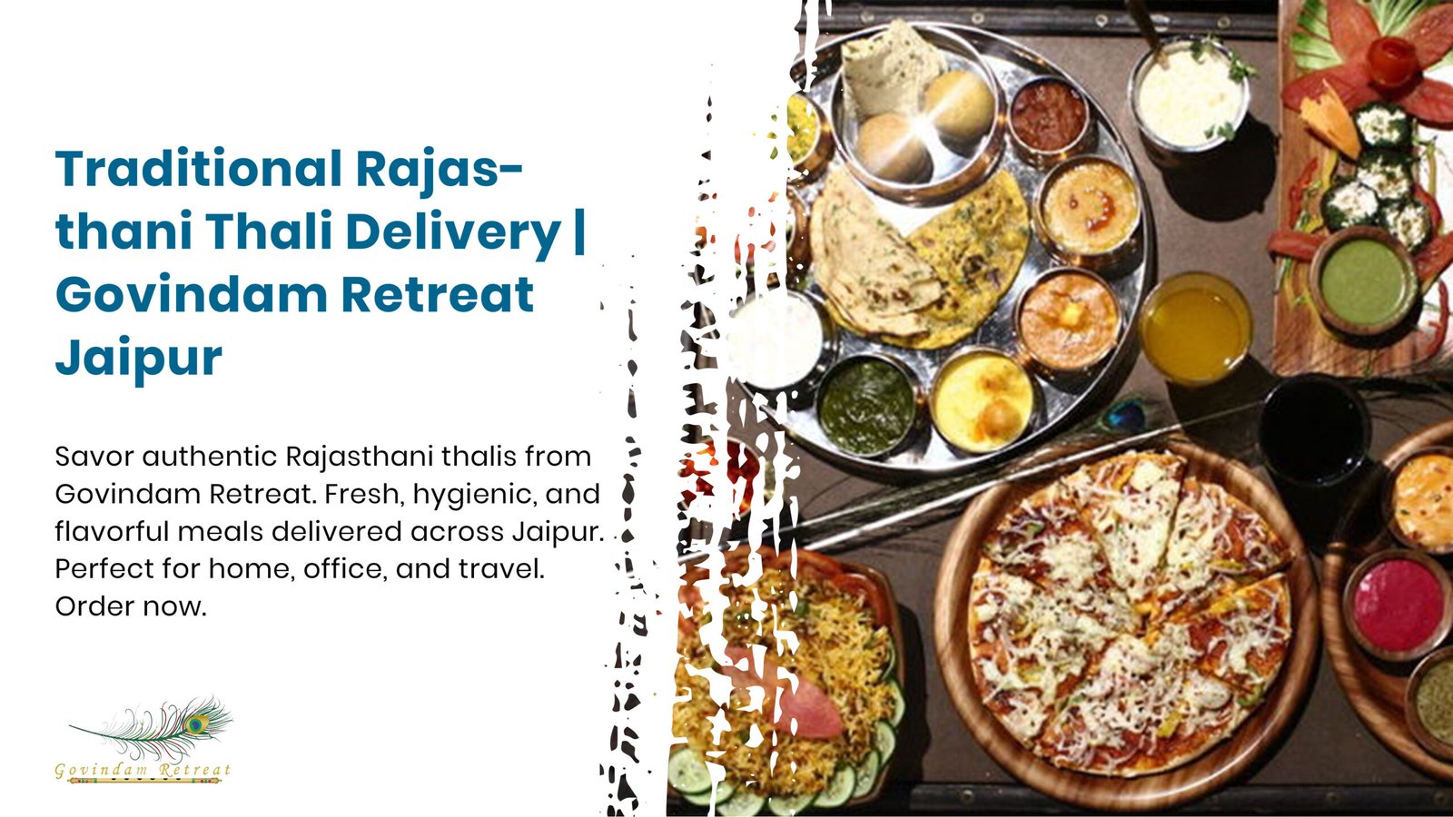 Complete Rajasthani thali with dal-baati-churma, gatte ki sabzi, and traditional desert delicacies for delivery