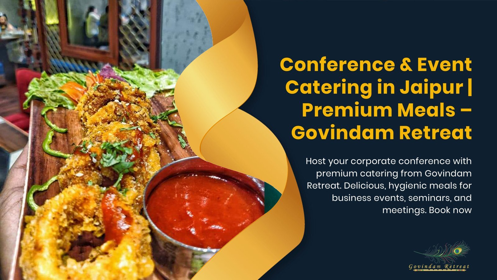 Premium business event catering setup with diverse meal options for corporate conferences in Jaipur