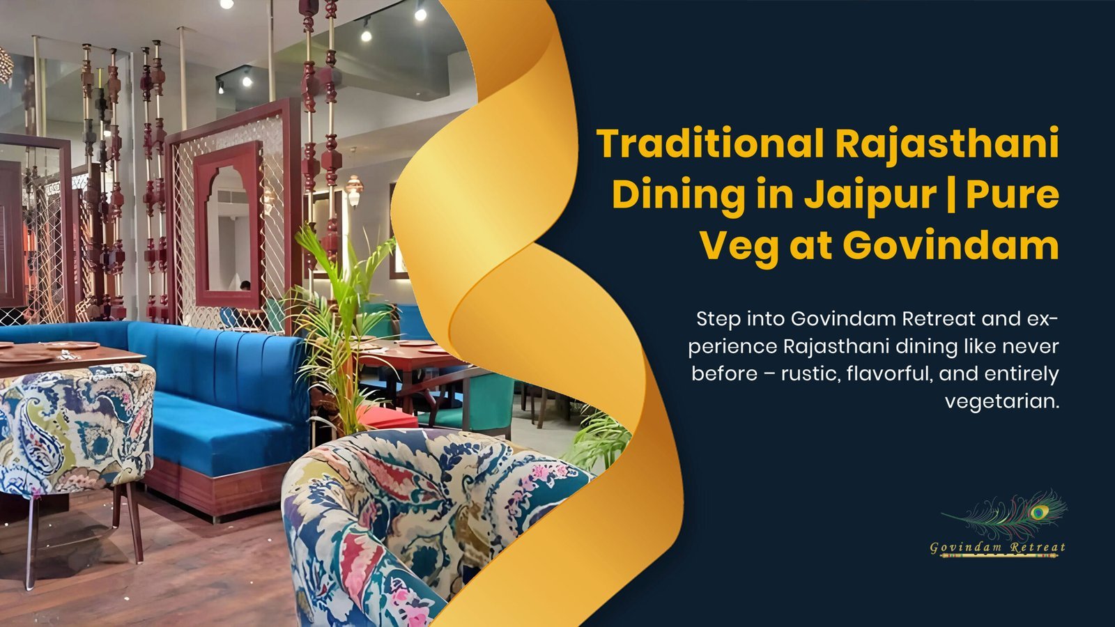 Traditional Rajasthan Dining Jaipur with authentic floor seating, silver thalis and royal Rajasthani food at Govindam Retreat.