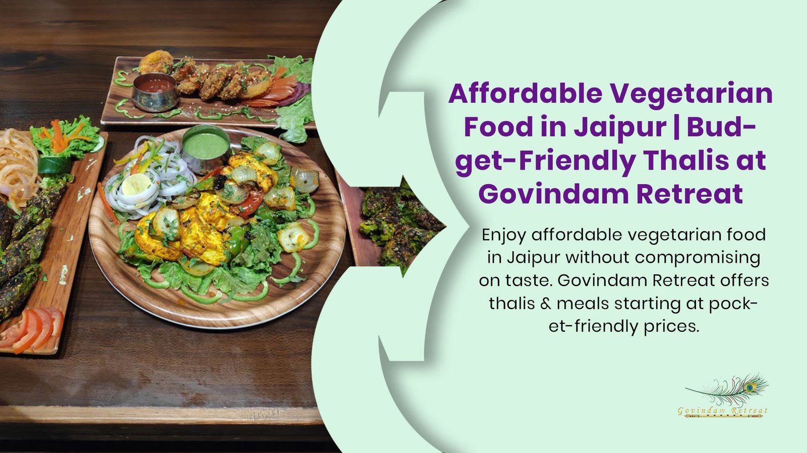 Affordable vegetarian thali at Govindam Retreat Jaipur