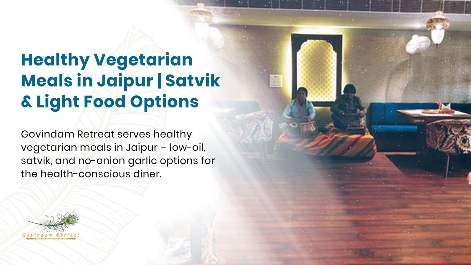 Healthy vegetarian meals in Jaipur featuring sprouted lentils, steamed vegetables and whole grain rotis at Govindam Retreat.
