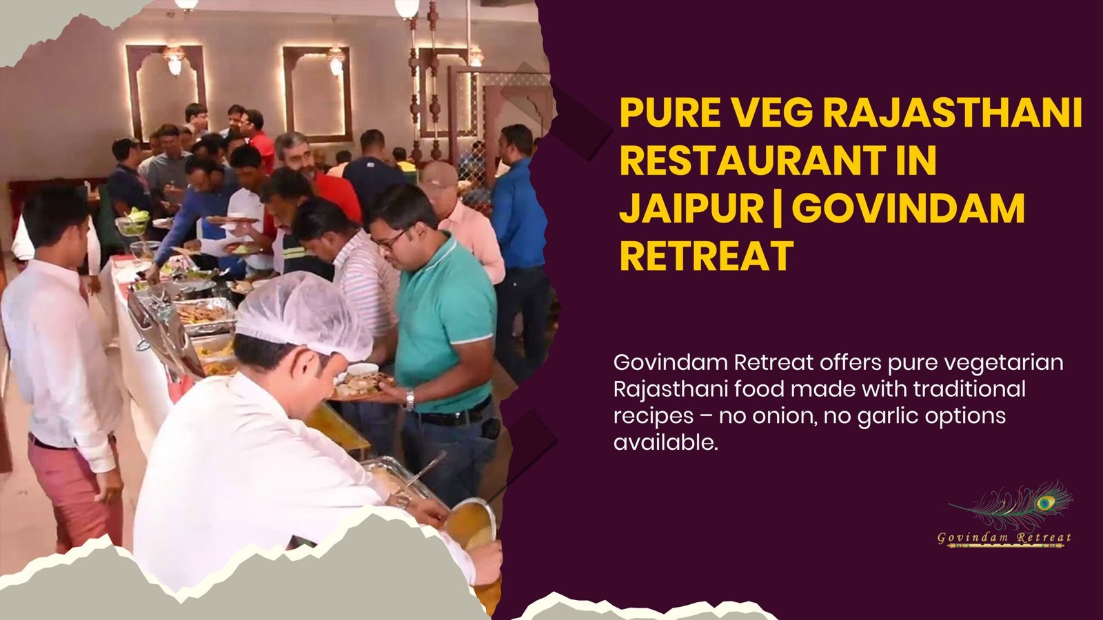 Pure Veg Rajasthani Food Jaipur - traditional vegetarian thali with dal baati churma and authentic dishes at Govindam Retreat.