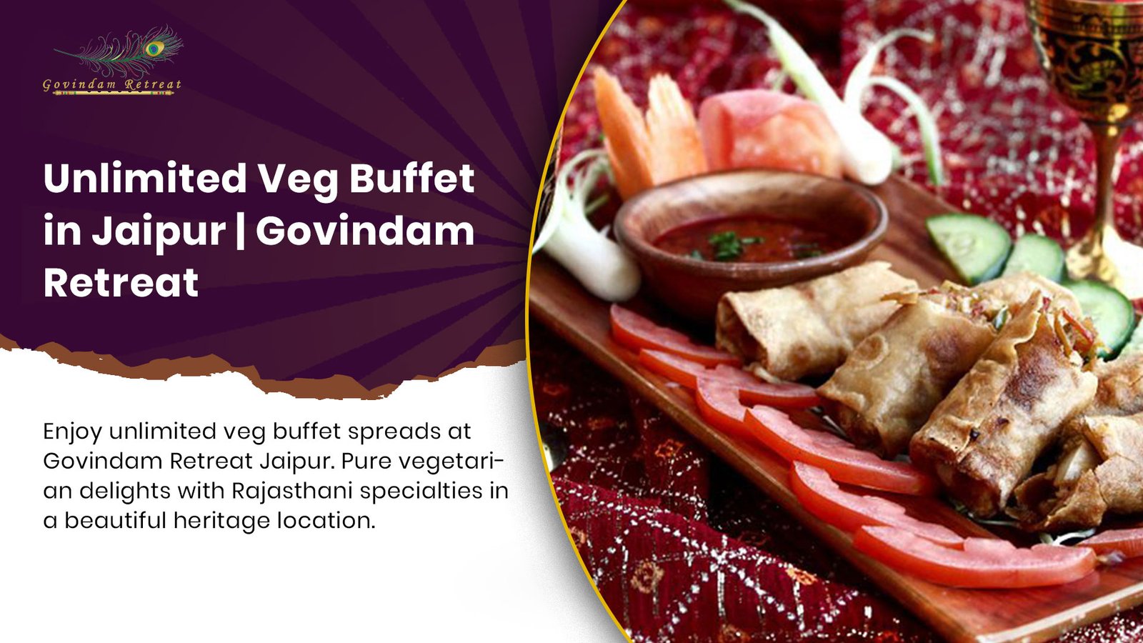 Vegetarian buffet in Jaipur with traditional Rajasthani dishes at Govindam Retreat restaurant