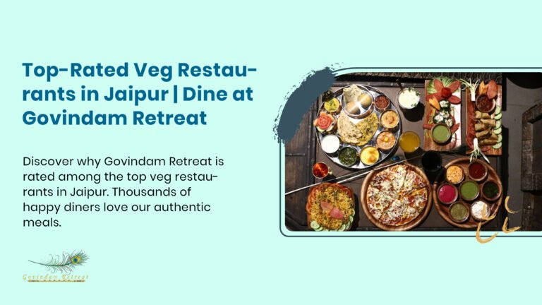 Elegant dining area at Govindam Retreat, consistently ranked among the best vegetarian restaurants in Jaipur.