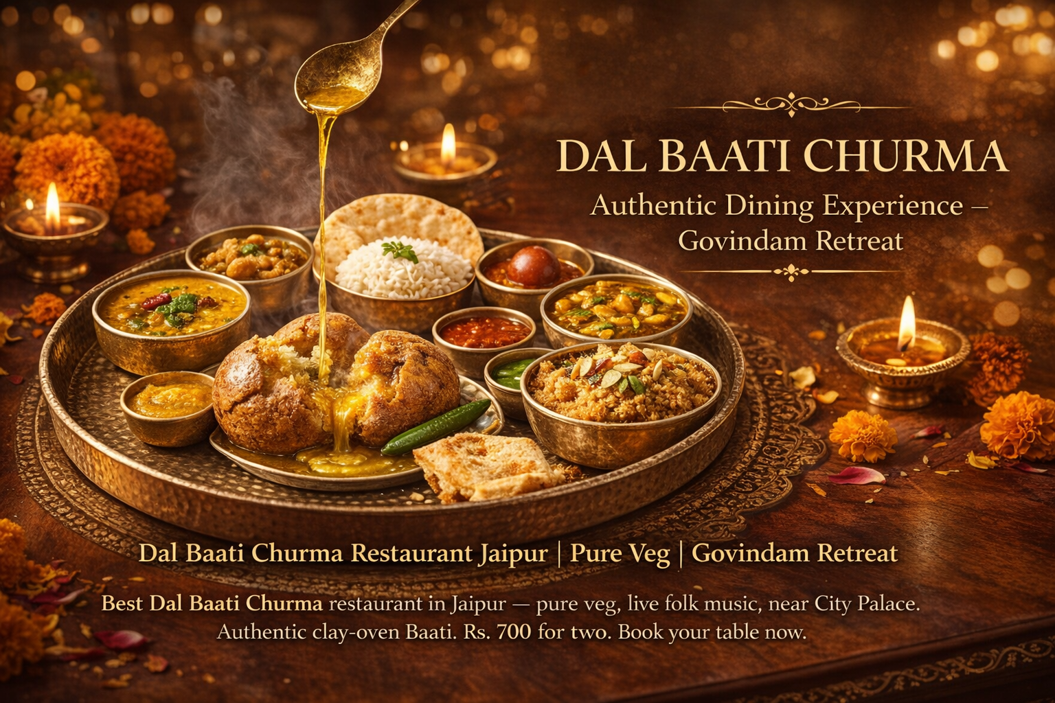 Dal Bati Churma Restaurant Jaipur Govindam Retreat Folk Music