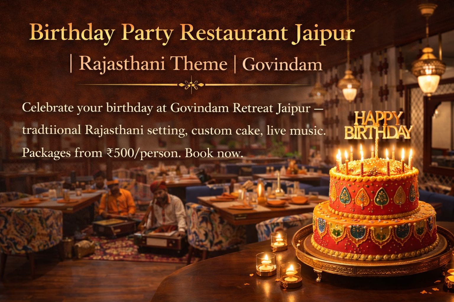 birthday party restaurant jaipur govindam retreat rajasthani heritage setting folk music